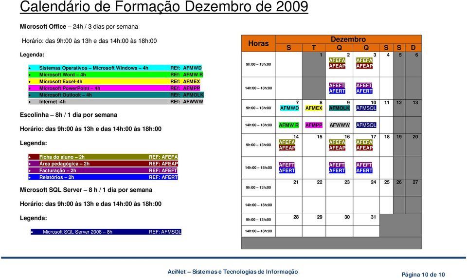 2h REF: Facturação 2h REF: Relatórios 2h REF: Dezembro 7 8 2 9 3 0 AFMW R AFMPP AFWWW 4 5