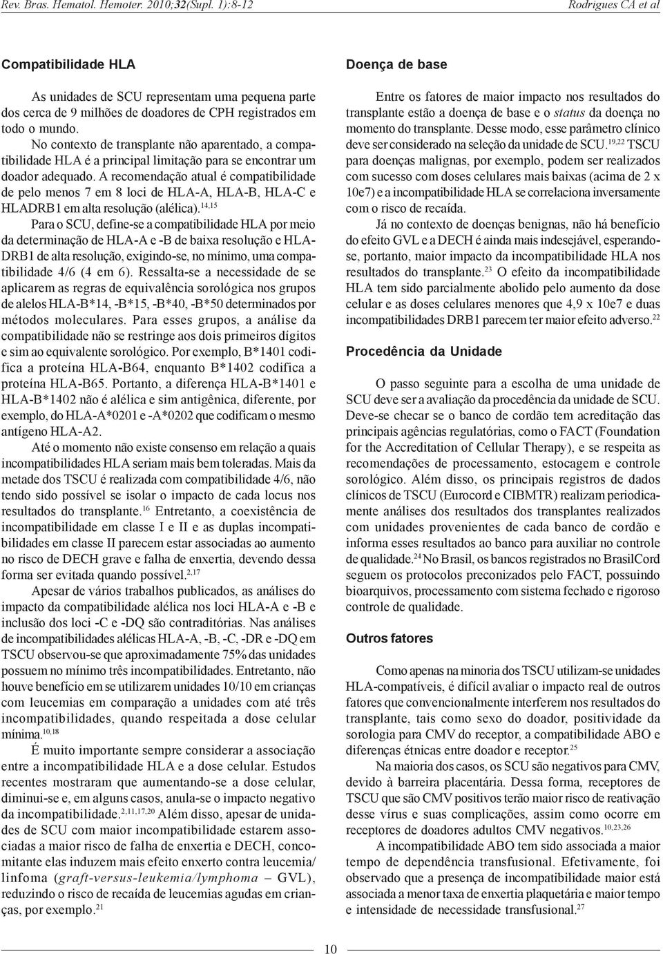 No contexto de transplante não aparentado, a compatibilidade HLA é a principal limitação para se encontrar um doador adequado.