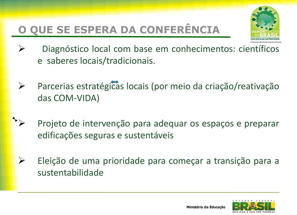 Parcerias estratégicas locais (por meio da criação/reativação das COM-VIDA) Projeto de intervenção para