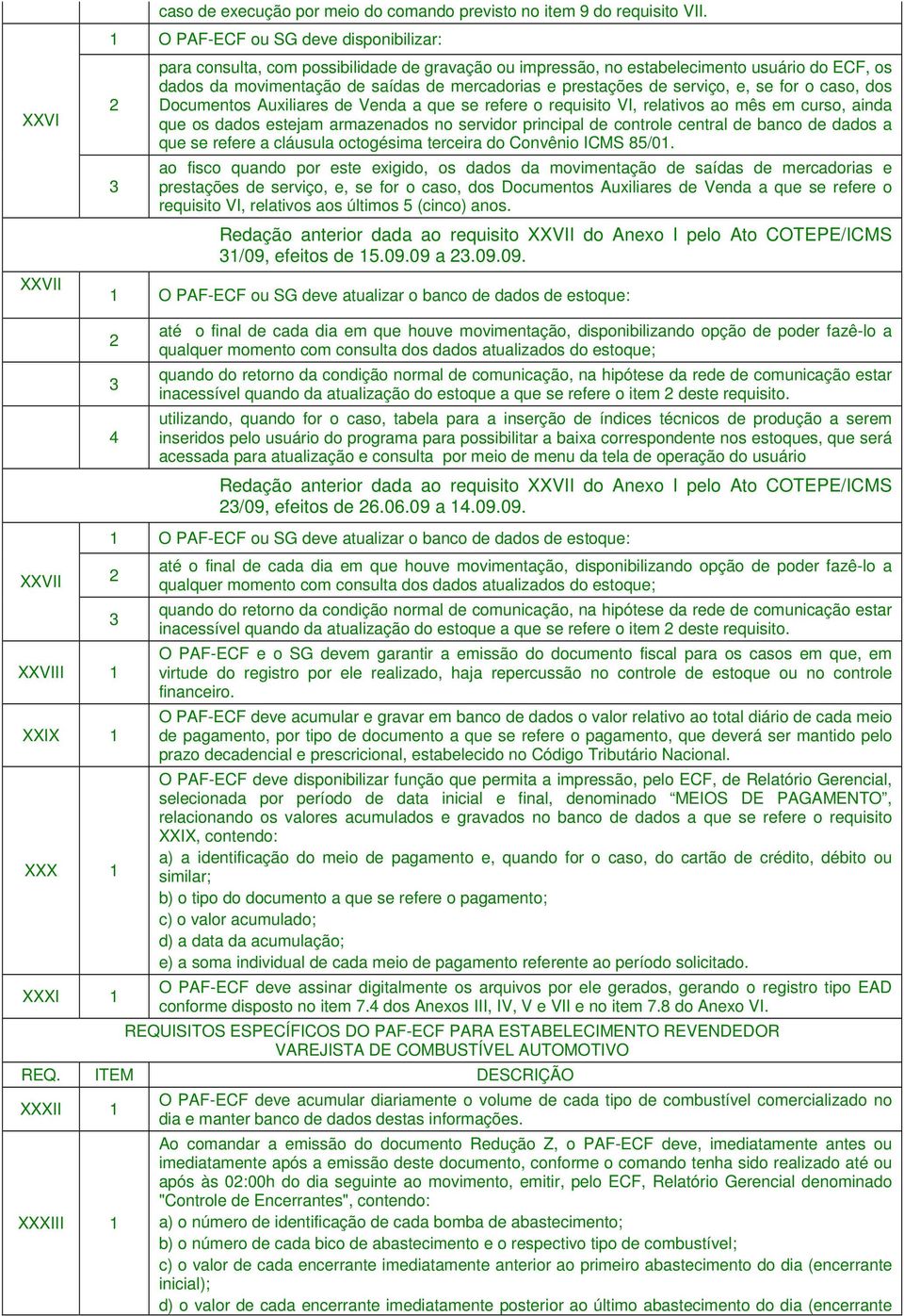 serviço, e, se for o caso, dos Documentos Auxiliares de Venda a que se refere o requisito VI, relativos ao mês em curso, ainda que os dados estejam armazenados no servidor principal de controle