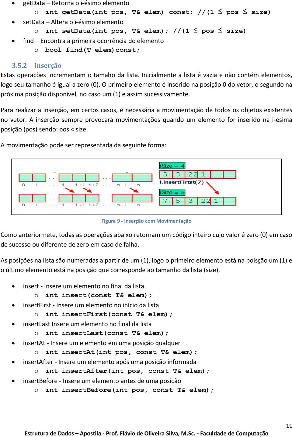 O primeiro elemento é inserido na posição 0 do vetor, o segundo na próxima posição disponível, no caso um (1) e assim sucessivamente.