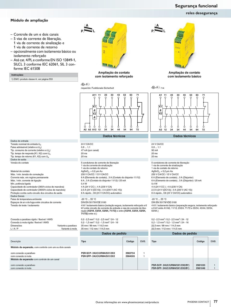 4/ e conforme EN ISO 3849-, SIC 3 conforme IEC 606, SI 3 conforme IEC 6508 ) EMC: produto classe, ver página 553 mpliação de contato com isolamento reforçado requerido: Funktionale Sicherheit 3 33 43