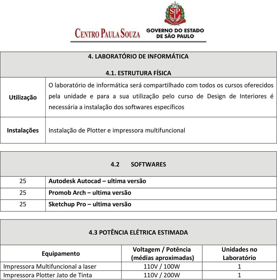 Interiores é necessária a instalação dos softwares específicos Instalações Instalação de Plotter e impressora multifuncional 4.