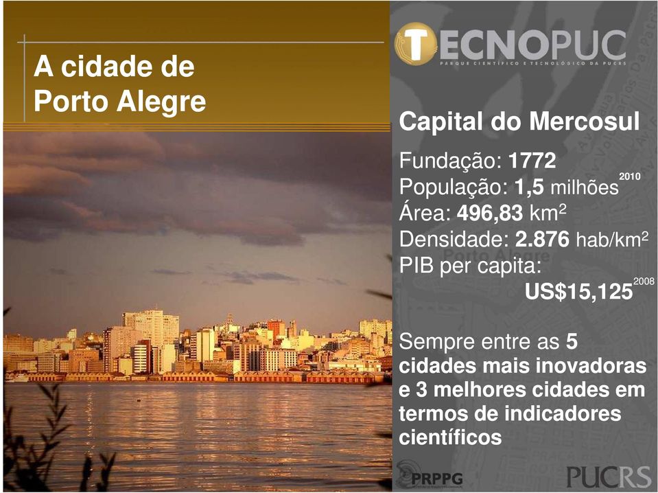 876 hab/km 2 PIB per capita: US$15,125 2008 Sempre entre as 5