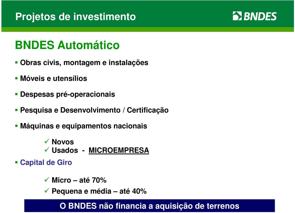 Certificação Máquinas e equipamentos nacionais Novos Usados - MICROEMPRESA