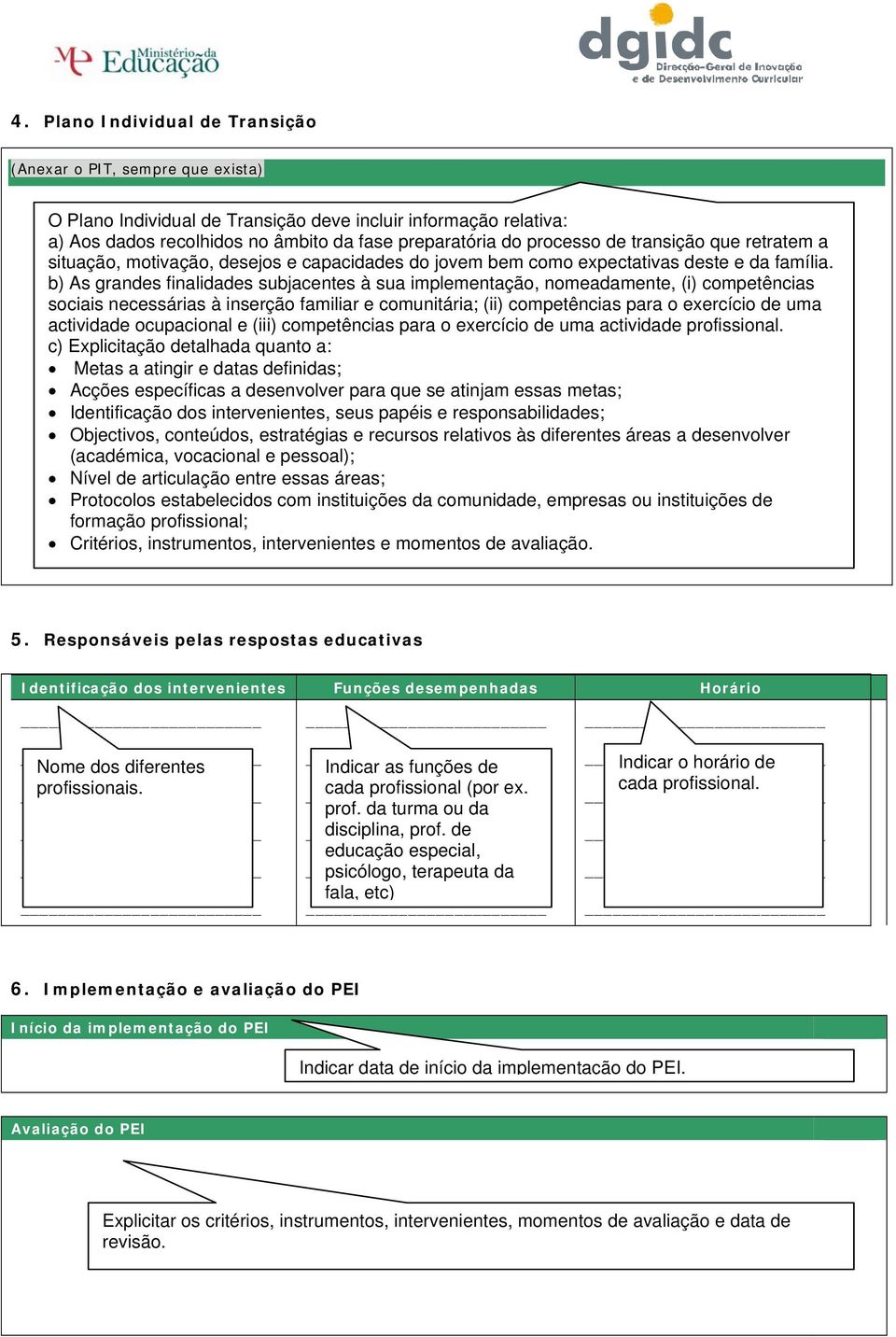 b) As grandes finalidades subjacentes à sua implementação, nomeadamente, (i) competências sociais necessárias à inserção familiar e comunitária; (ii) competências para o exercício de uma actividade