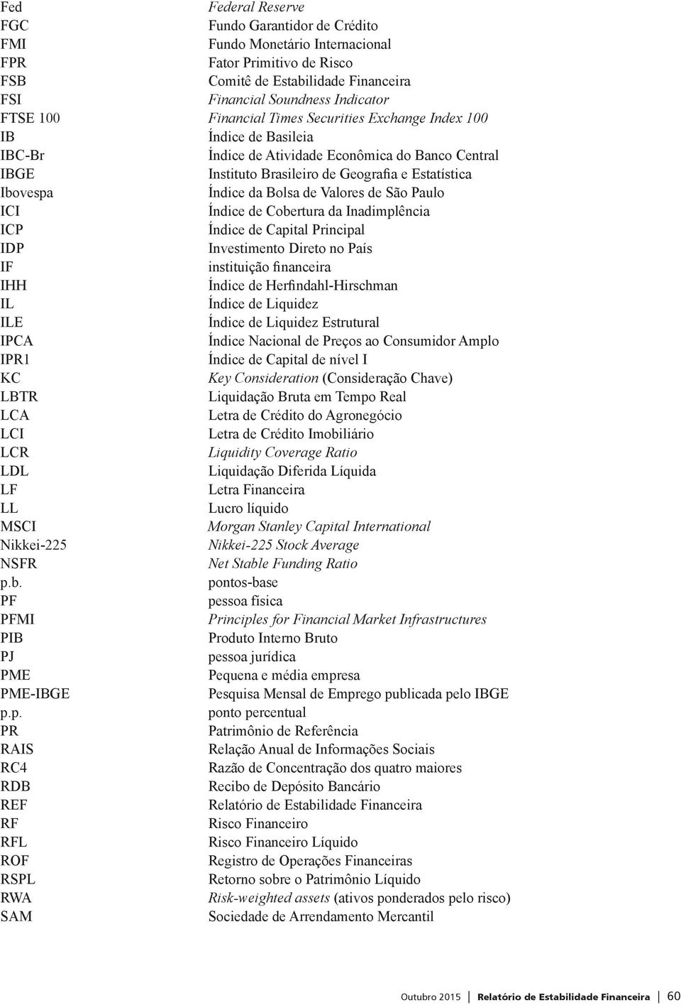 de Valores de São Paulo ICI Índice de Cobertura da Inadimplência ICP Índice de Capital Principal IDP Investimento Direto no País IF instituição financeira IHH Índice de Herfindahl-Hirschman IL Índice