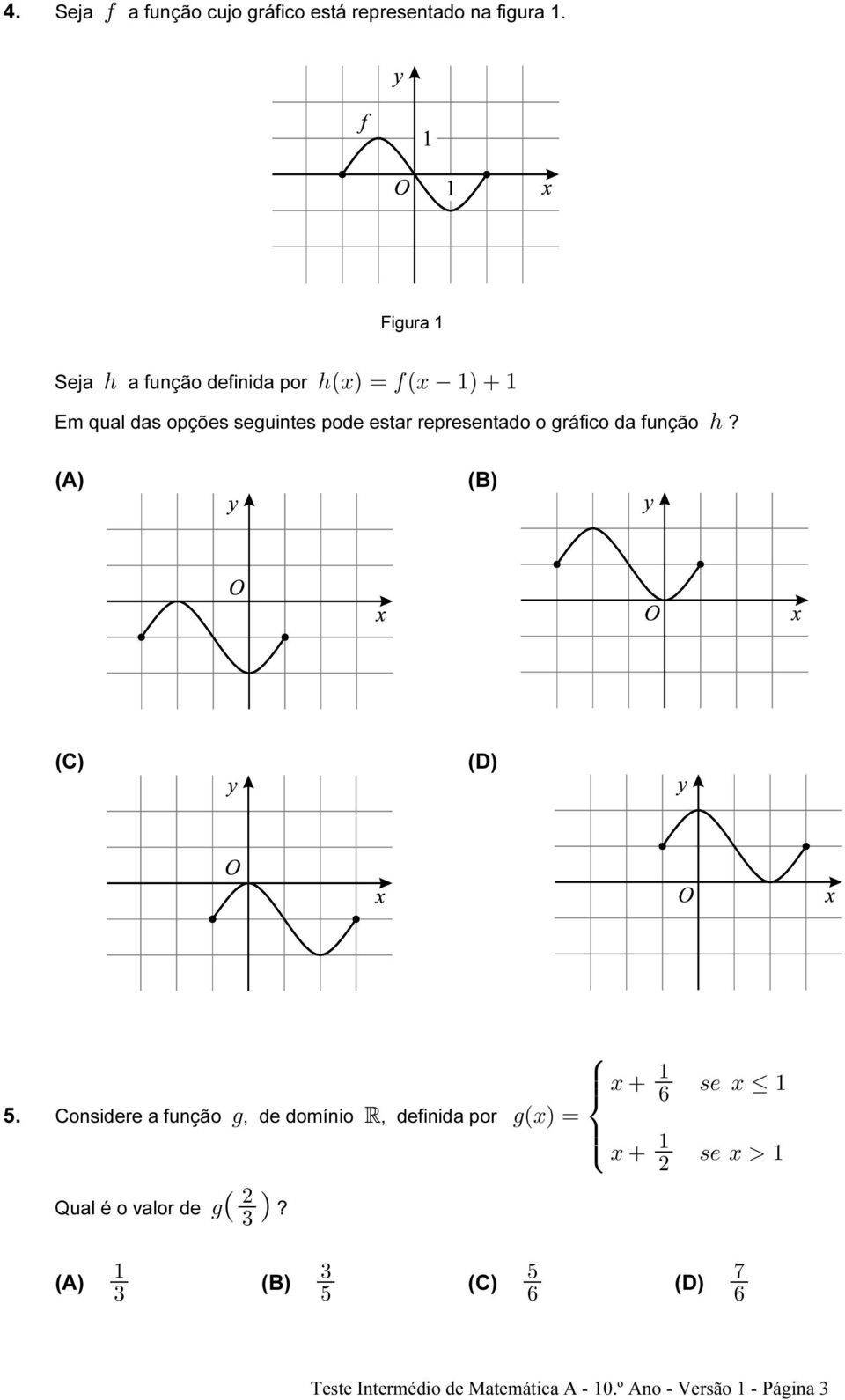 o gráfico da função 2? (A) (B) (C) (D) Ú " Ý B ' =/ B Ÿ " 5.