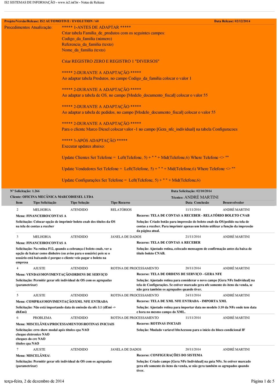 Ao adaptar a tabela de OS, no campo [Modelo_documento_fiscal] colocar o valor 55 Ao adaptar a tabela de pedidos, no campo [Modelo_documento_fiscal] colocar o valor 55 Para o cliente Marco Diesel