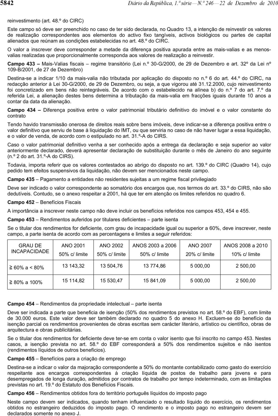 activos biológicos ou partes de capital alienados que reúnam as condições estabelecidas no art. 48.º do CIRC.