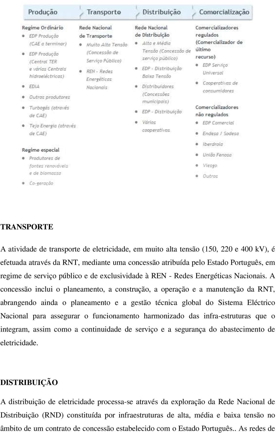 A concessão inclui o planeamento, a construção, a operação e a manutenção da RNT, abrangendo ainda o planeamento e a gestão técnica global do Sistema Eléctrico Nacional para assegurar o funcionamento