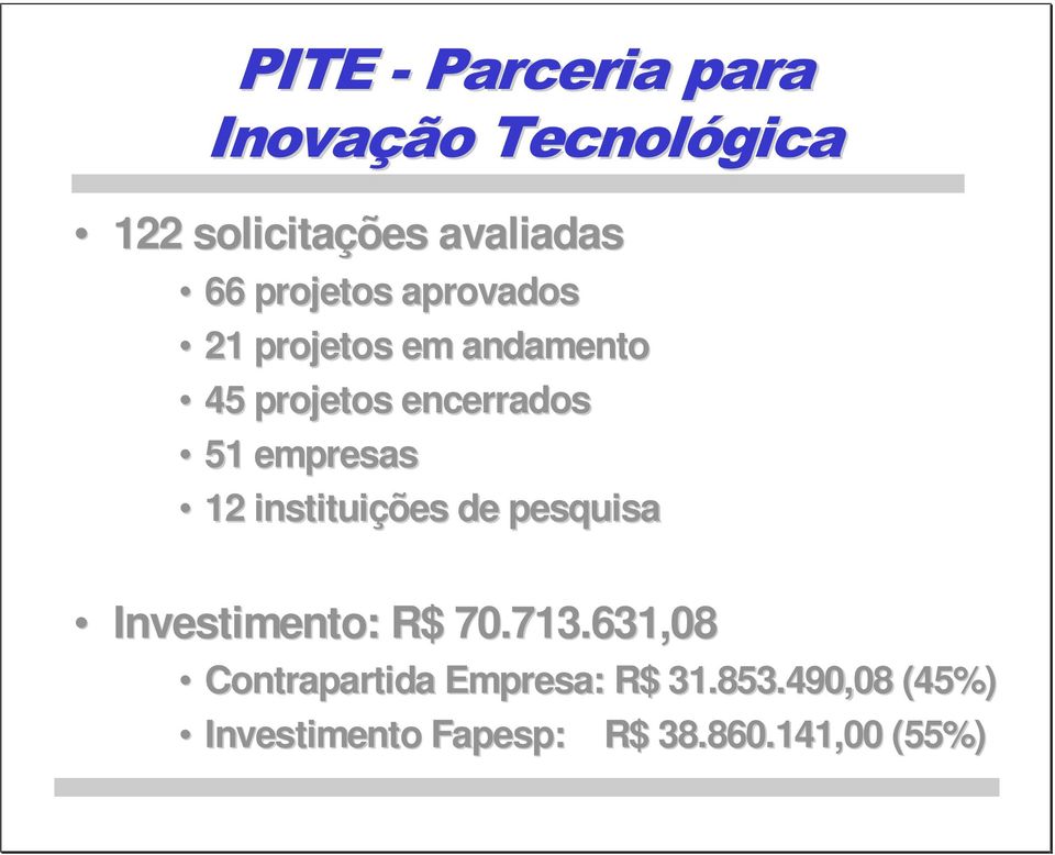 instituições ituições de pesquisa Investimento: R$ 70.713.
