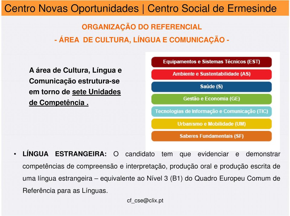 LÍNGUA ESTRANGEIRA: O candidato tem que evidenciar e demonstrar competências de compreensão e