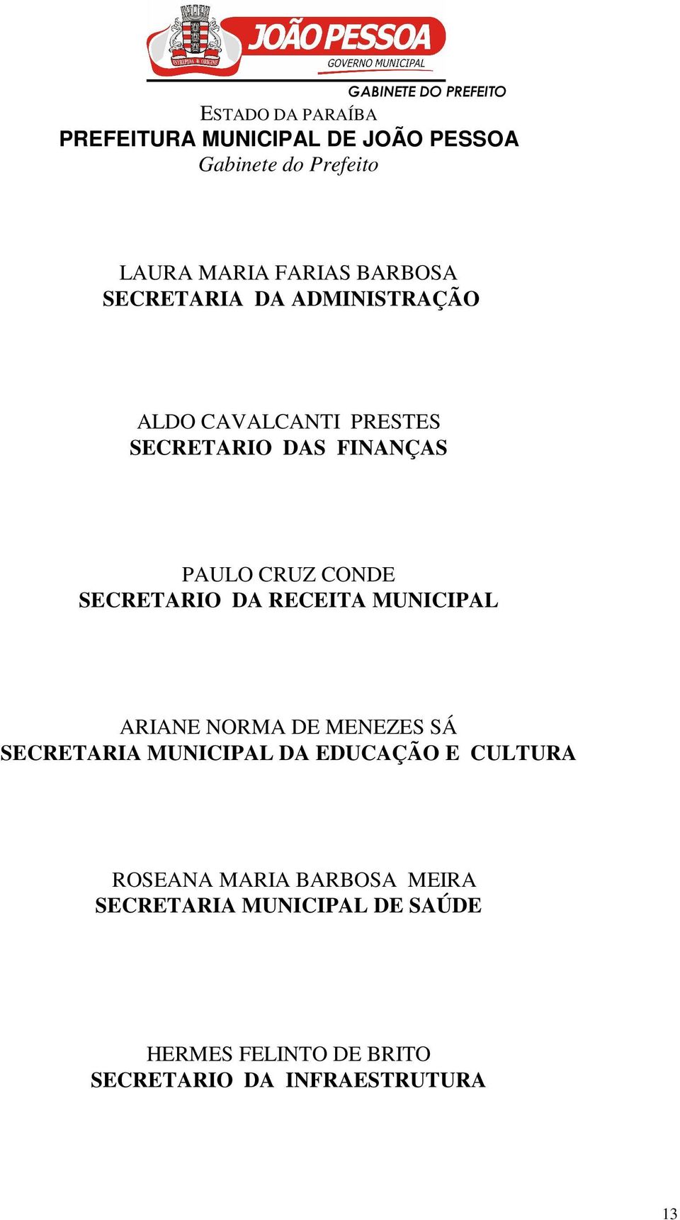 NORMA DE MENEZES SÁ SECRETARIA MUNICIPAL DA EDUCAÇÃO E CULTURA ROSEANA MARIA