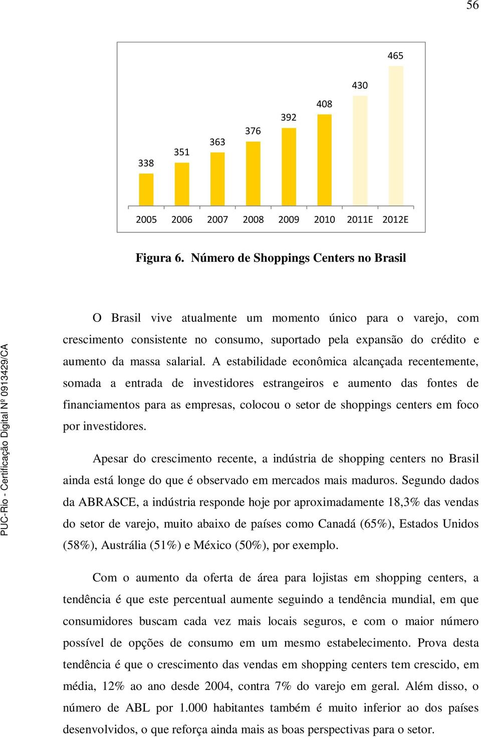 A estabilidade econômica alcançada recentemente, somada a entrada de investidores estrangeiros e aumento das fontes de financiamentos para as empresas, colocou o setor de shoppings centers em foco