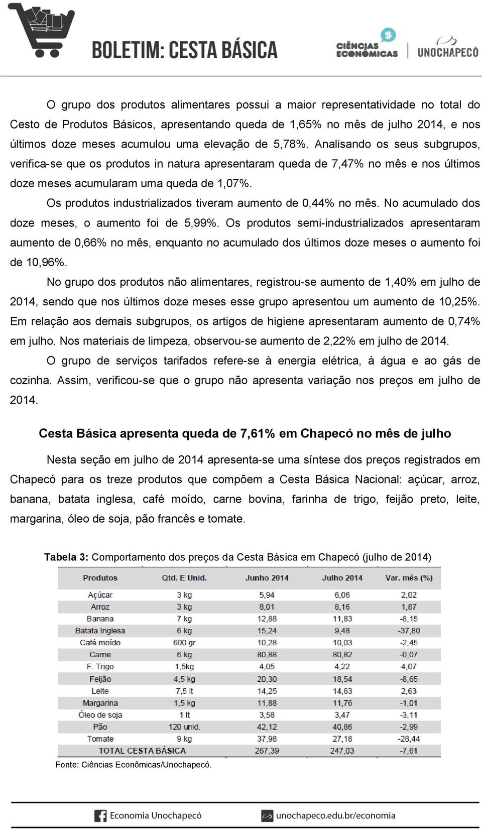 Os produtos industrializados tiveram aumento de 0,44% no mês. No acumulado dos doze meses, o aumento foi de 5,99%.