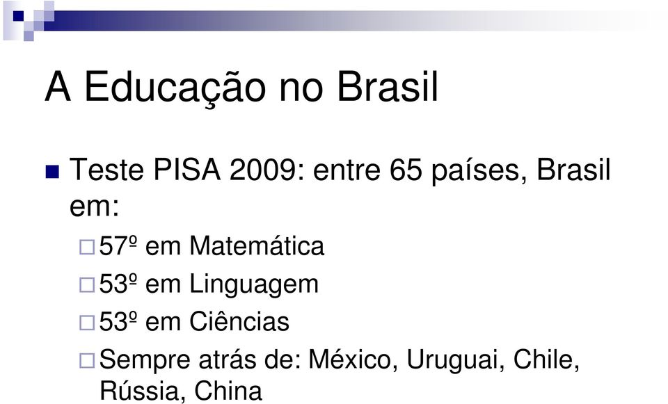 Matemática 53º em Linguagem 53º em