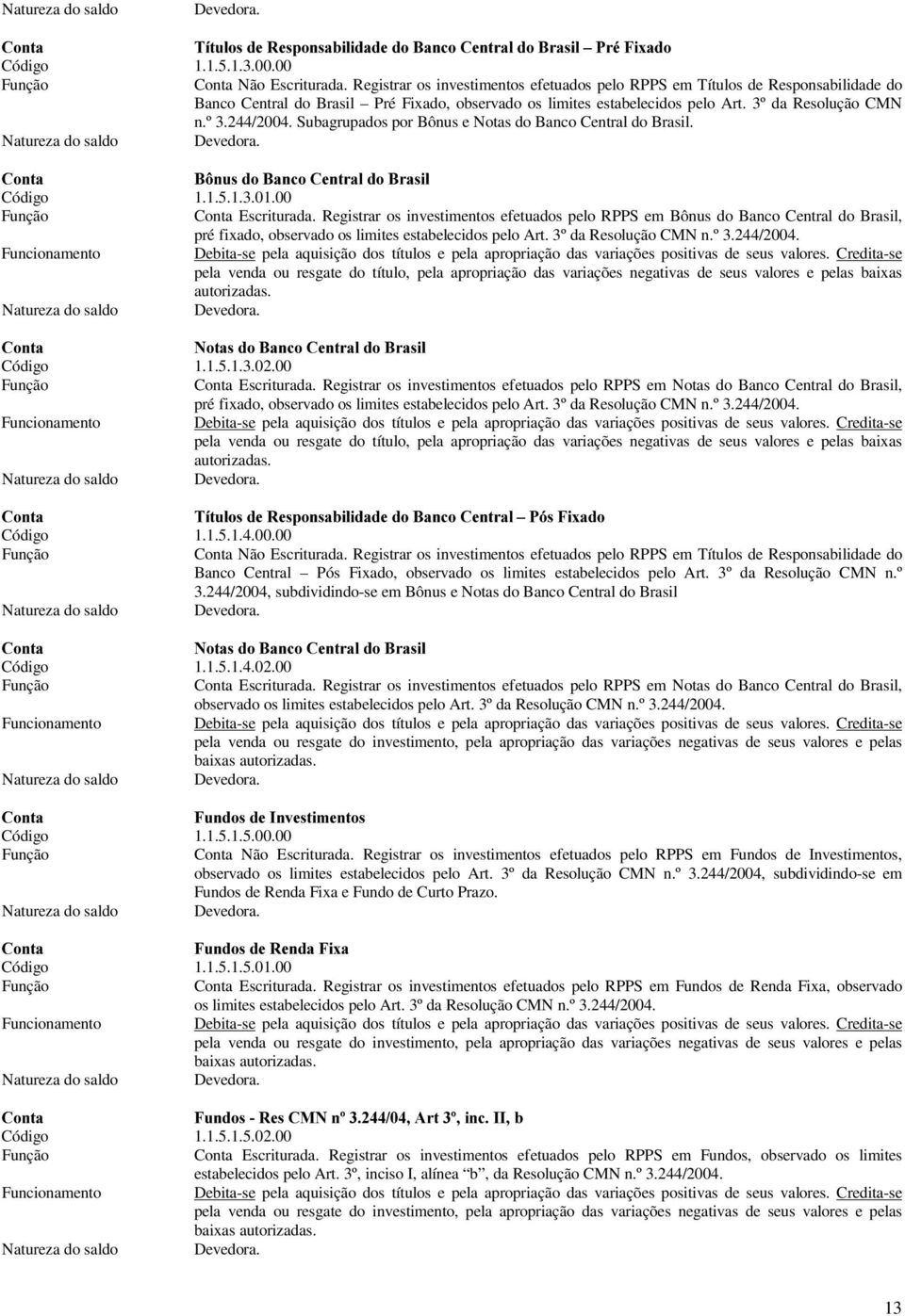 Subagrupados por Bônus e Notas do Banco Central do Brasil. %&5 '! %& @! % Código 1.1.5.1.3.01.00 Conta Escriturada.