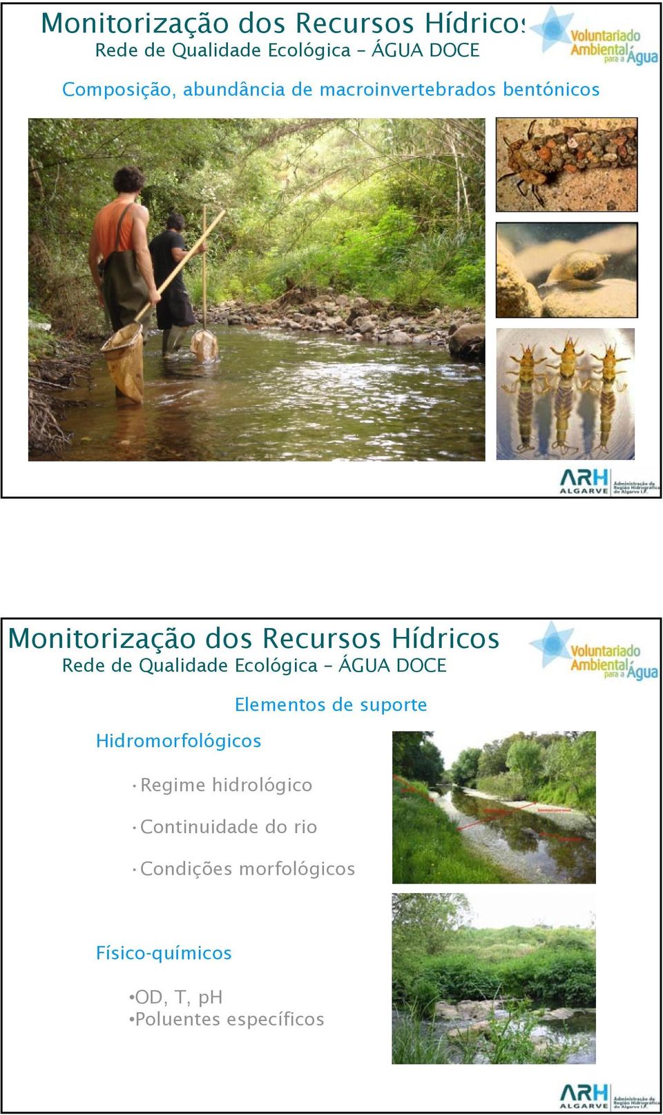 Qualidade Ecológica ÁGUA DOCE Hidromorfológicos Regime hidrológico Continuidade do rio