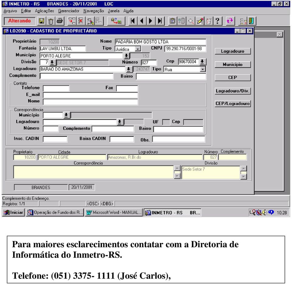 Informática do Inmetro-RS.