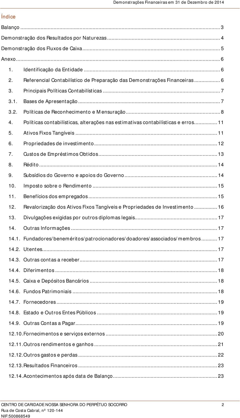 .. 8 4. Políticas contabilísticas, alterações nas estimativas contabilísticas e erros... 11 5. Ativos Fixos Tangíveis... 11 6. Propriedades de investimento... 12 7. Custos de Empréstimos Obtidos.