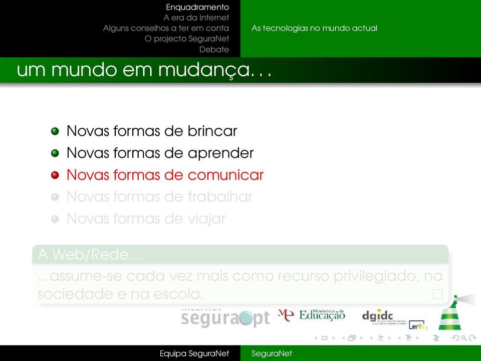 de aprender Novas formas de comunicar Novas formas de trabalhar Novas