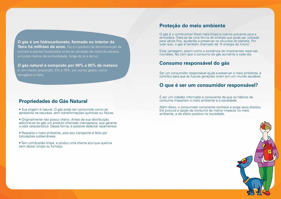 O gás natural é composto por 90% a 95% de metano e, em menor proporção, 5% a 10%, por outros gases, como nitrogênio e hélio. O gás é o combustível fóssil mais limpo e menos poluente para a atmosfera.