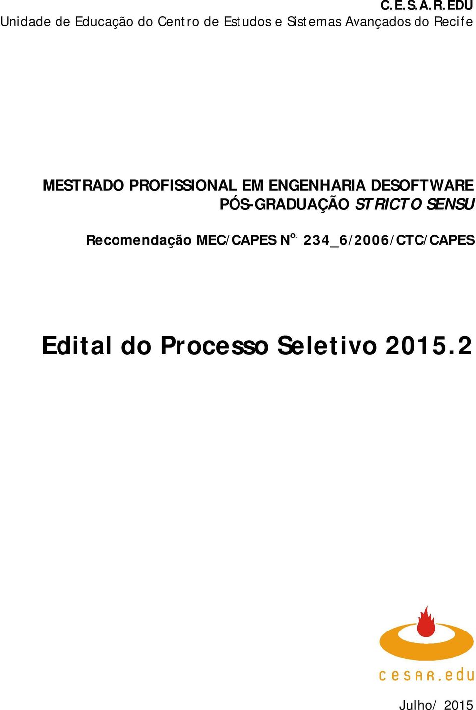 Avançados do Recife MESTRADO PROFISSIONAL EM ENGENHARIA