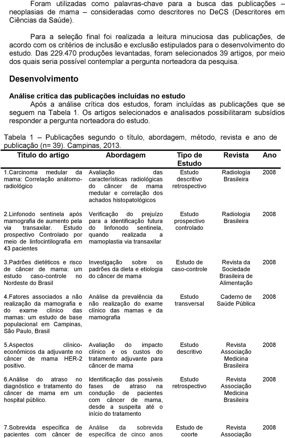 470 produções levantadas, foram selecionados 39 artigos, por meio dos quais seria possível contemplar a pergunta norteadora da pesquisa.