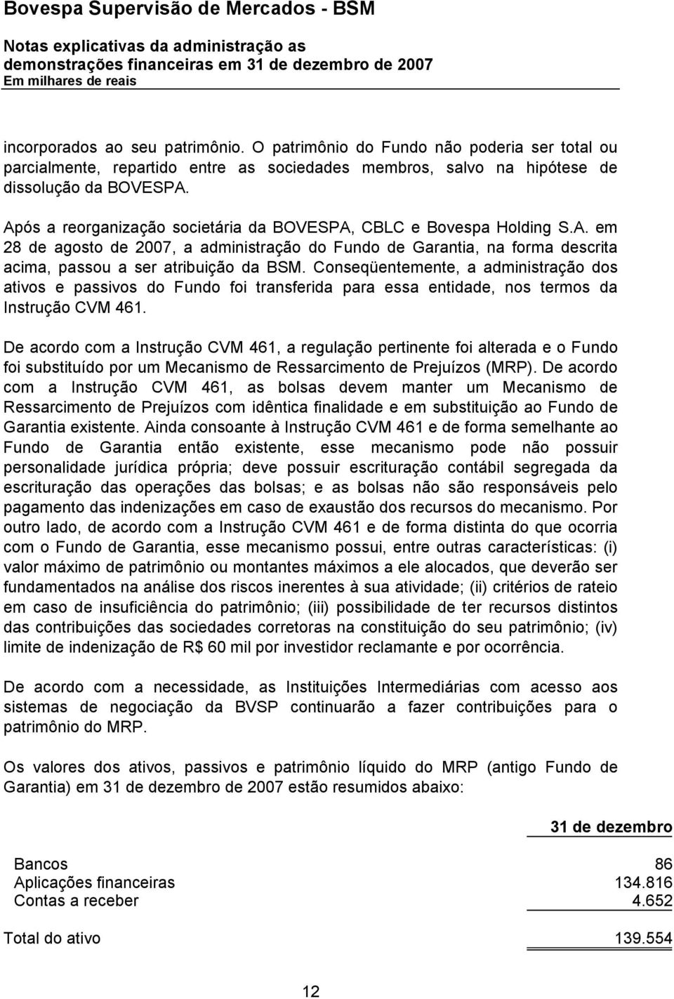 Conseqüentemente, a administração dos ativos e passivos do Fundo foi transferida para essa entidade, nos termos da Instrução CVM 461.