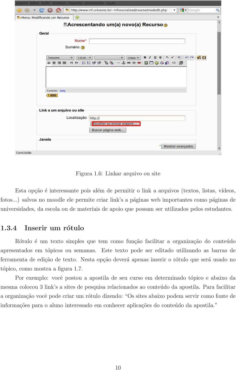 4 Inserir um rótulo Rótulo é um texto simples que tem como função facilitar a organização do conteúdo apresentados em tópicos ou semanas.