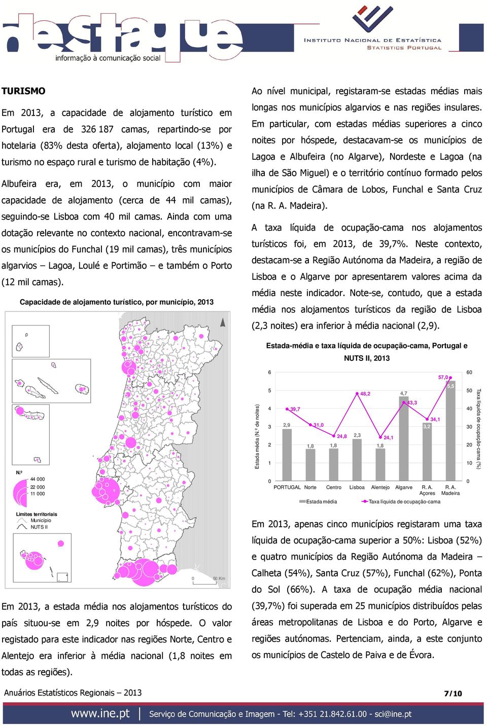 Ainda com uma dotação relevante no contexto nacional, encontravam-se os municípios do Funchal (19 mil camas), três municípios algarvios Lagoa, Loulé e Portimão e também o Porto (12 mil camas).