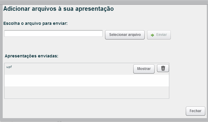 8) Janela de apresentação A janela de apresentação fornece algumas ferramentas para os usuários que estão gerenciando as apresentações, como: 1.