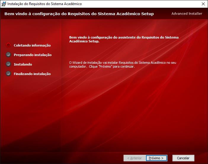 esteja faltando alguma pasta dos requisitos você verá um erro durante a instalação do Sistema Acadêmico.