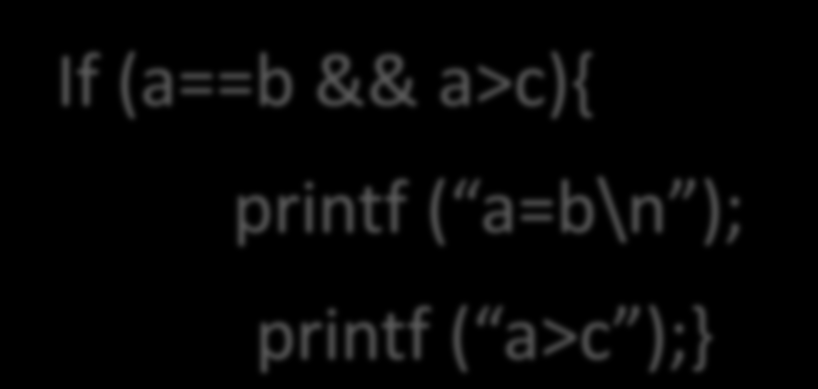 Comando If() A sintaxe é: If (a==b ) printf ( a=b ); Será impresso se a expressão acima for verdadeira.