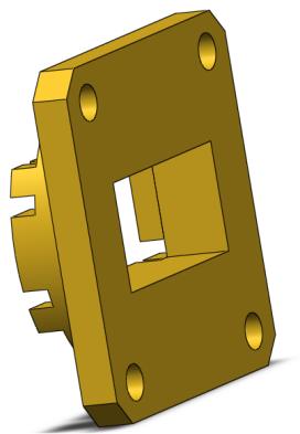 Figura 2 - Flange para Junta Rotativa WR-90 O processo de eletroerosão é utilizado para a usinagem do perfil interno de determinados componentes da Junta Rotativa WR-90.