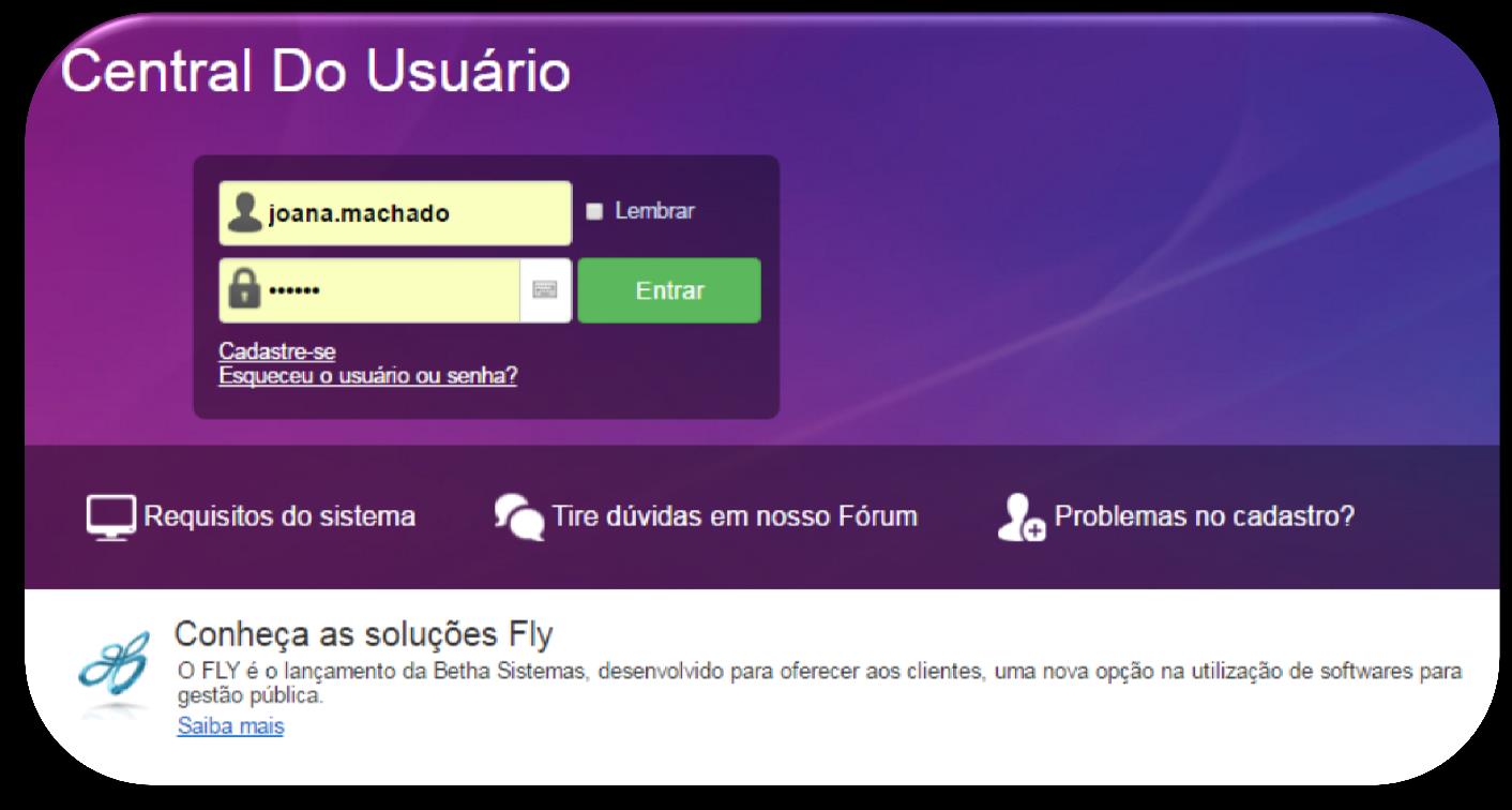 3 Cadastro do Usuário Para dar inicio ao cadastro do usuário na Central do Usuário você deve acessar: https://egov.betha.com.br/centraldousuario/login.