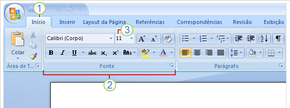 A BARRA DE OPÇÕES Manual Microsoft Word 2007 Iniciar Caixa de Diálogo Há três componentes básicos da Barra de Opções: 1. Menus: Há sete menus básicos na parte superior.