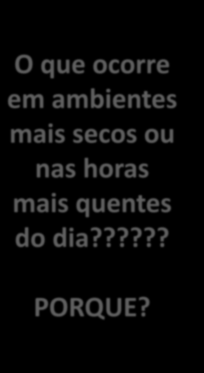 O que ocorre em ambientes mais secos ou nas