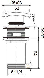 Sistemas de Escoamento Lavatório e Bidé A706 Válvula clic clac, taco largo /4 Lavatório / Bidé universal.