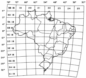 Projeção Cilíndrica Universal Transverse Mercator A superfície da Terra é projetada Minimiza a distorção das direções em prejuízo da distância num cilindro que envolve o globo (Mercator) e da área