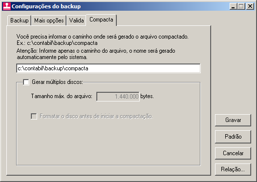 1. No quadro Opção, no campo Quanto de memória cache você deseja usar na validação?, informe a quantidade de memória que você deseja usar, para validar o banco de dados.