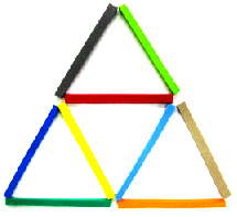 28. Construção de triângulos equiláteros de ordem um, de ordem dois, de ordem três e com divisões internas para a formação de todos os triângulos de ordem um possível.