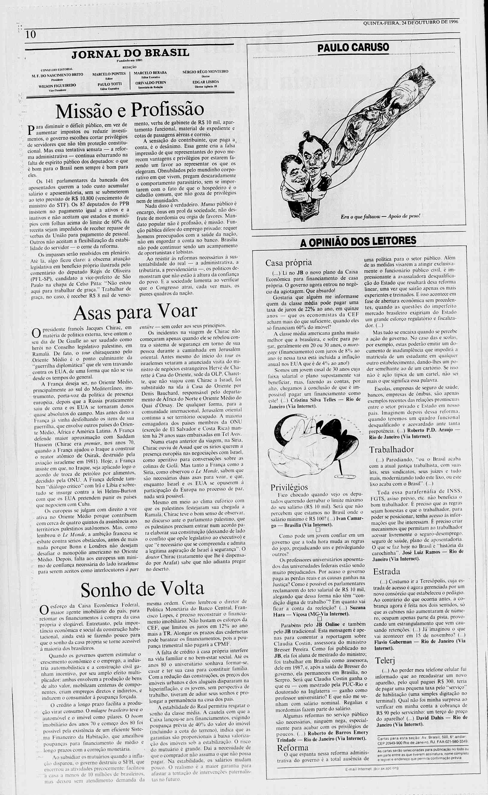 QUNTA-FERA, 24 DFOUTUBRO DE 1996 CONSF..HO EDTORAL M. F.