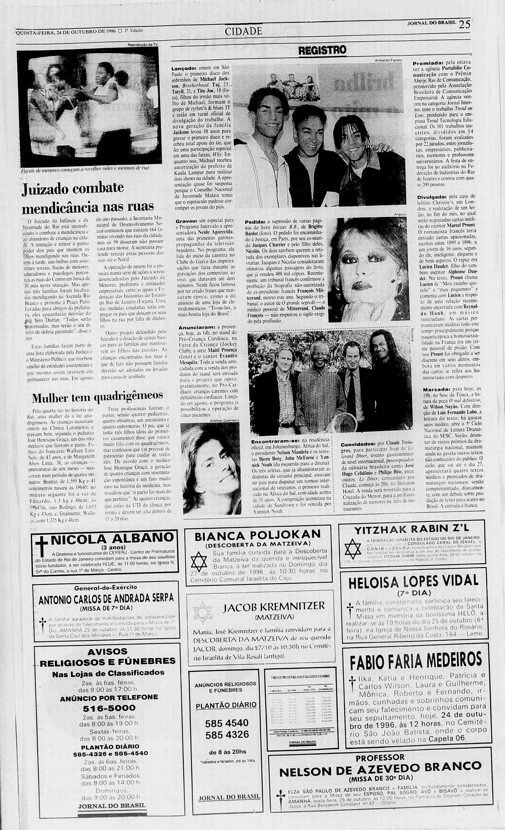 .JORNAL DO ~~ JOKNAL BRASL 25 QUNTA-FERA, 24 DE OUTUBRO DE 1996?