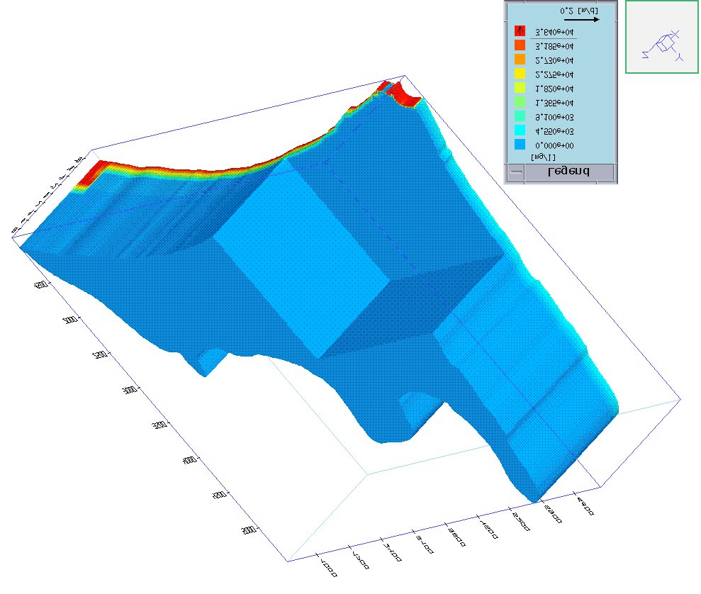 Mar Figura 11 Concentração de cloretos calculada pelo modelo em estado estacionário visualização em 3D.