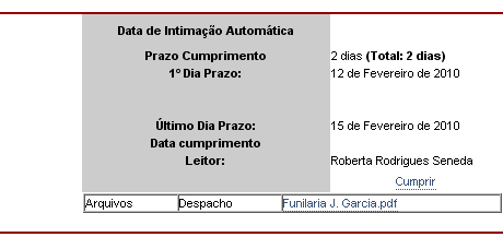 É no cumprir que o advogado deverá clicar. Então abrir-se-á uma nova página, para o advogado inserir o arquivo determinado. Em seguida, clique em ASSINAR ARQ.