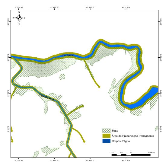 Com a identificação da hidrografia, foram gerados mapas de distância, também chamados de buffer, para cada classe de APP.