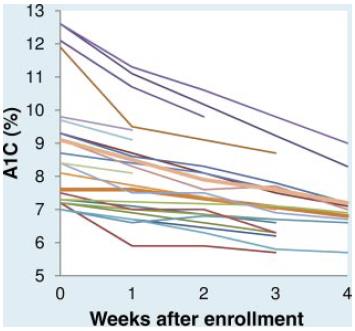 O estudo avaliou a velocidade de declínio da A1C realizando testes semanais.