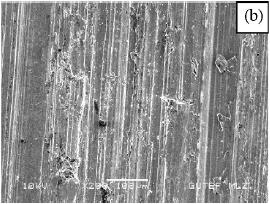 48 Figura 25 Imagens da superfície de desgaste de aço 8620 submetido a desgaste abrasivo. (a) amostra boretada a 950 C por 6 h; (b) amostra não boretada. (a) (b) Fonte: TABUR et al., 2009.